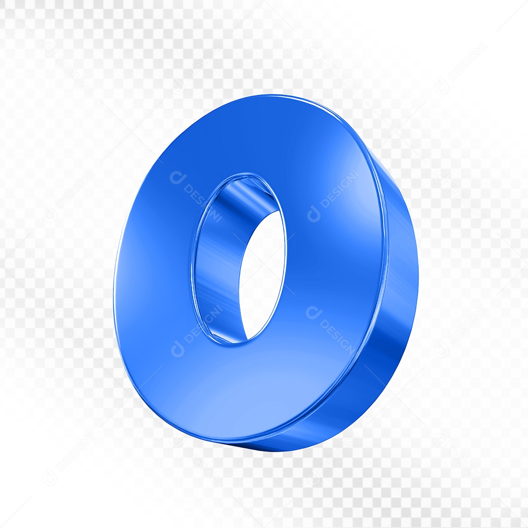 Elemento 3D Número 0 Azul Para Composição PSD