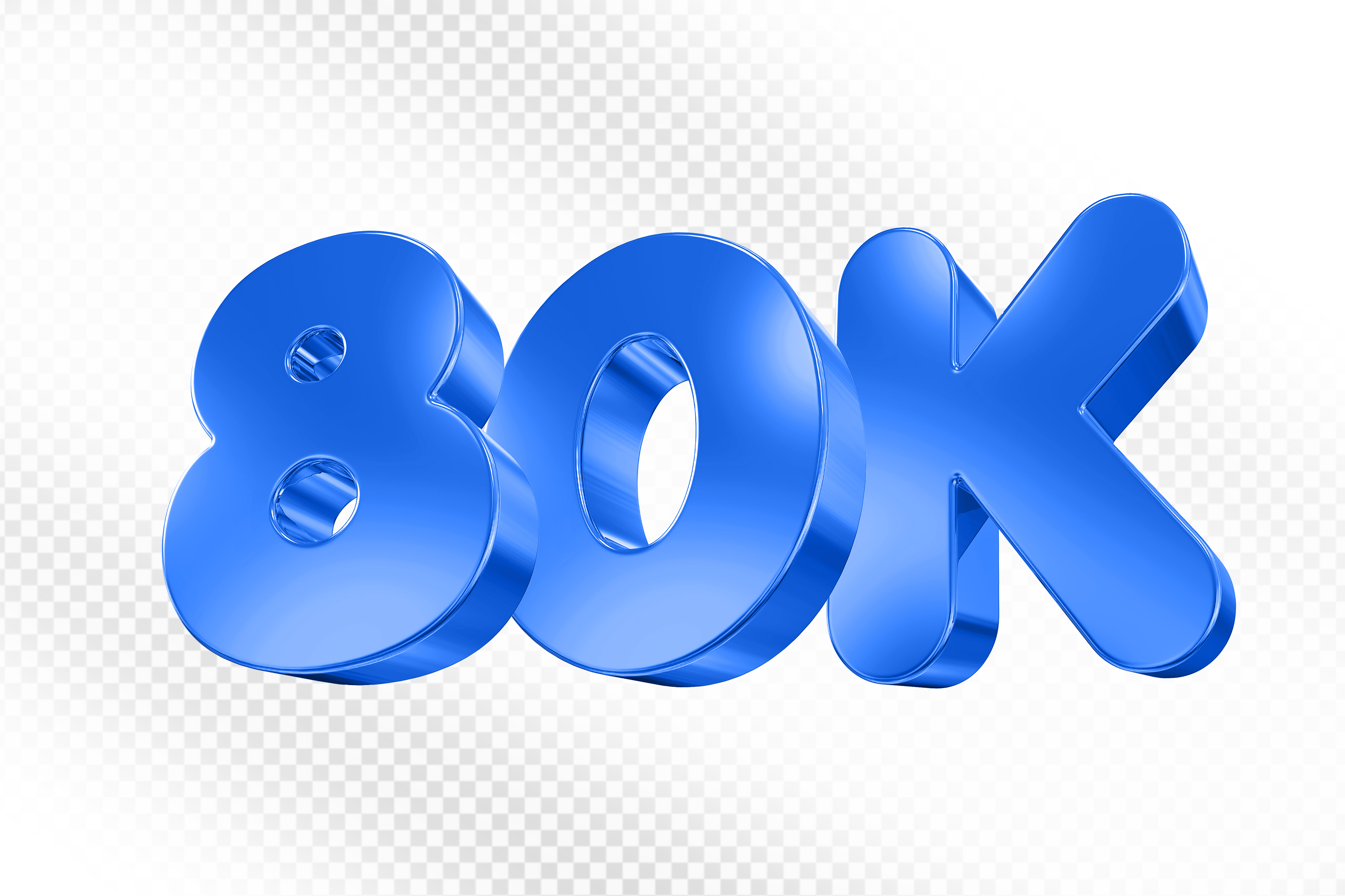 Elemento 3D Número 80K  Azul Para Composição PSD