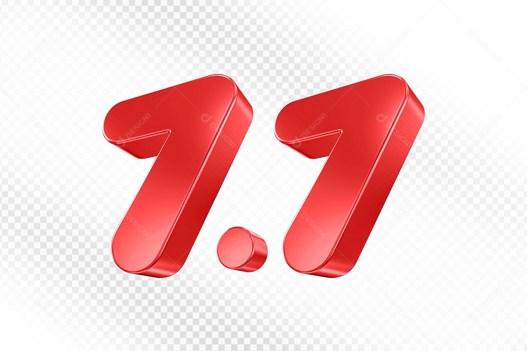 Número 7.7 Vermelho Elemento 3D Para Composição PSD