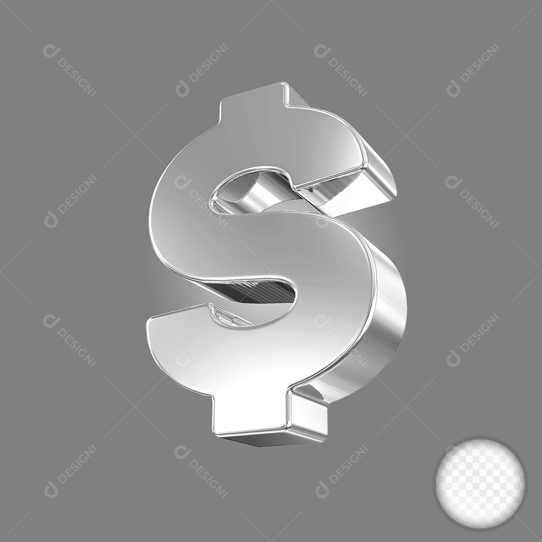Cifrão Prata Simbolo Dinheiro Elemento Para Composição PSD