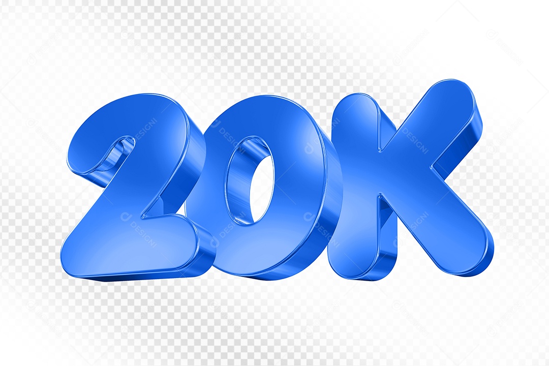 Elemento 3D Número 20K Azul Para Composição PSD