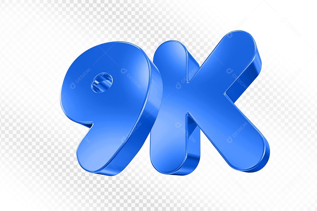 Elemento 3D Número 9K Azul Para Composição PSD
