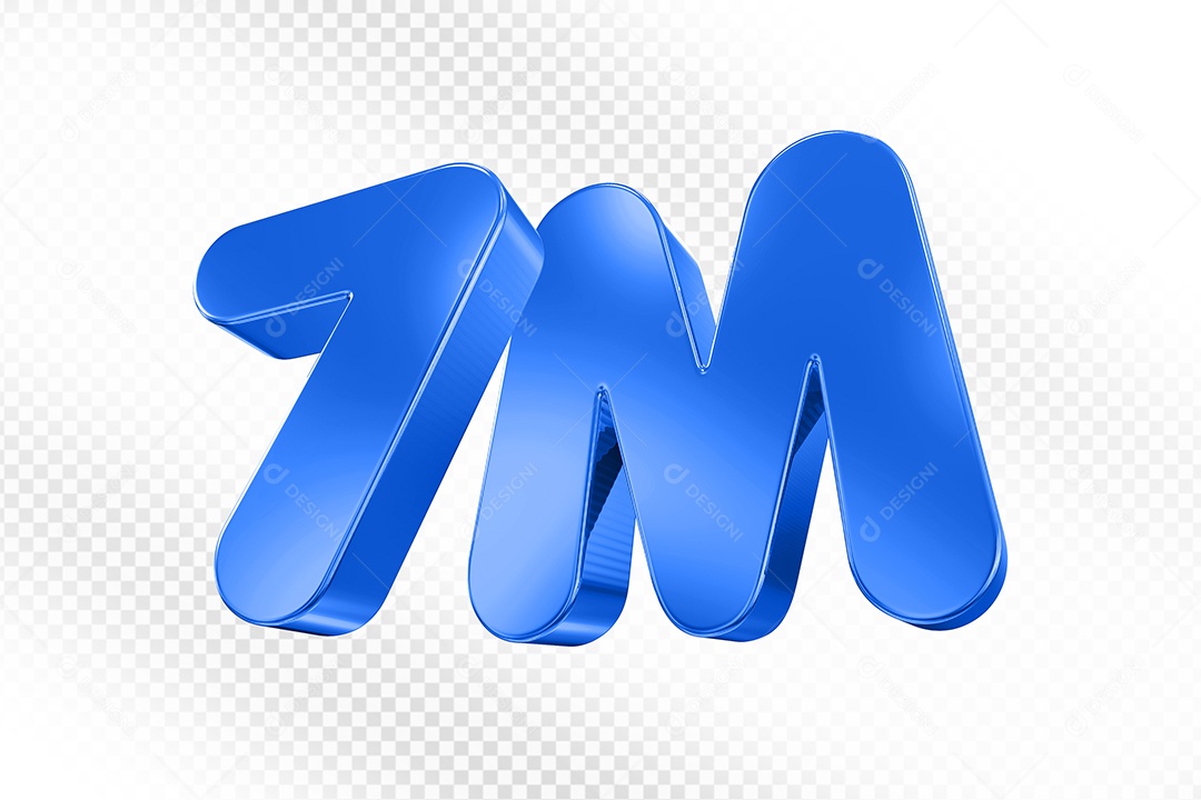 Elemento 3D Número 7M Azul Para Composição PSD