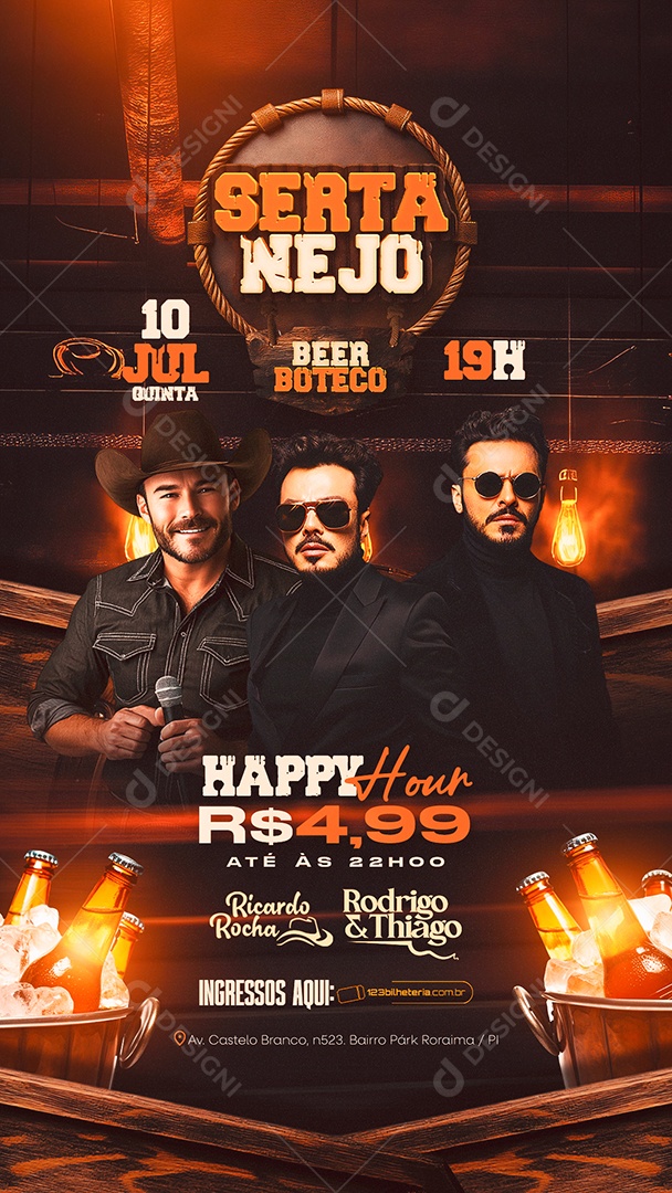 Story Flyer Sertanejo Beer BotecoHappy Hour Social Media PSD Editável