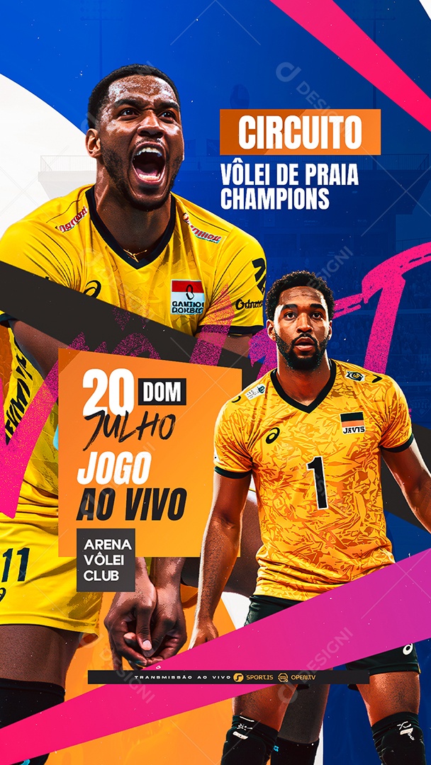 Story Circuito Vôlei de Praia Champions Social Media PSD Editável