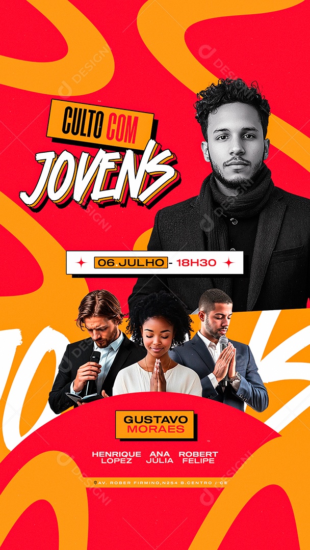 Story Flyer Gospel Culto com Jovens Social Media PSD Editável