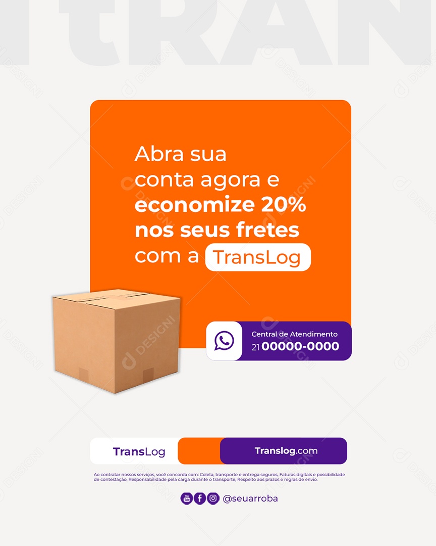 Transportadora Abra sua Conta Agora Social Media PSD Editável