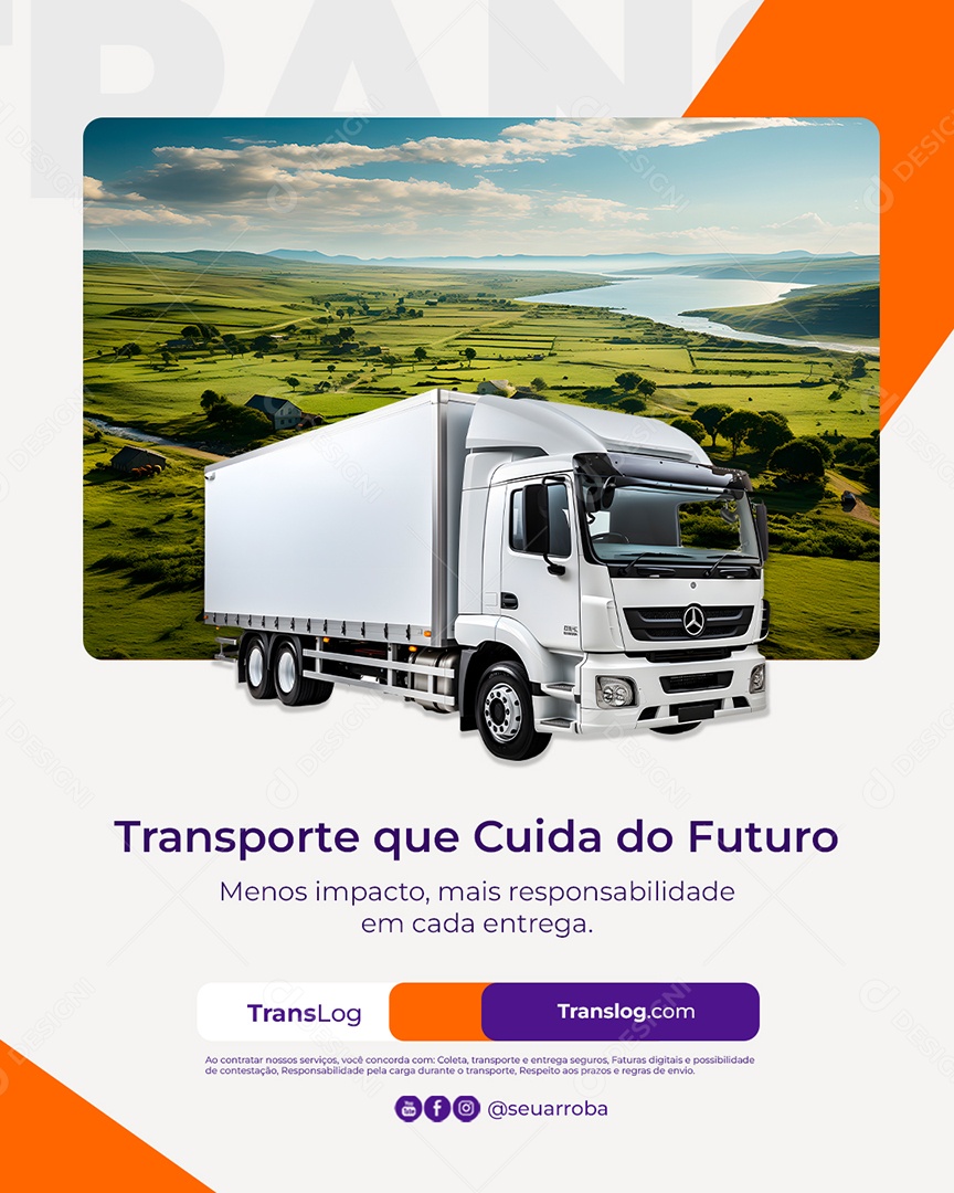 Transportadora Transporte Que Cuida do Futuro Social Media PSD Editável