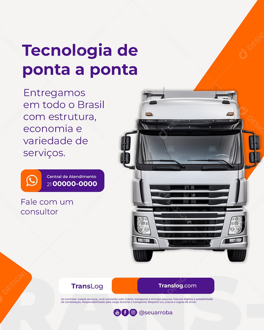 Transportadora Tecnologia de Ponta a Ponta Social Media PSD Editável
