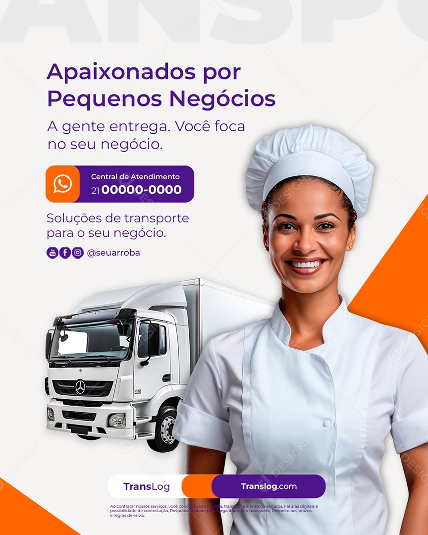 Transportadora Apaixonados por Pequenos Negócios Social Media PSD Editável