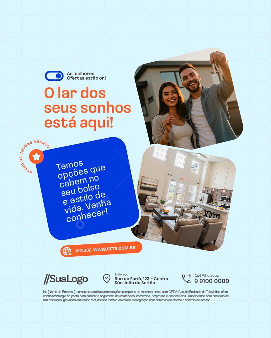 Imobiliária O Lar dos Seus Sonhos Está Aqui Social Media PSD Editável