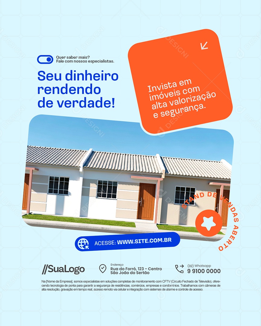 Imobiliária Seu Dinheiro Rendendo de Verdade Social Media PSD Editável