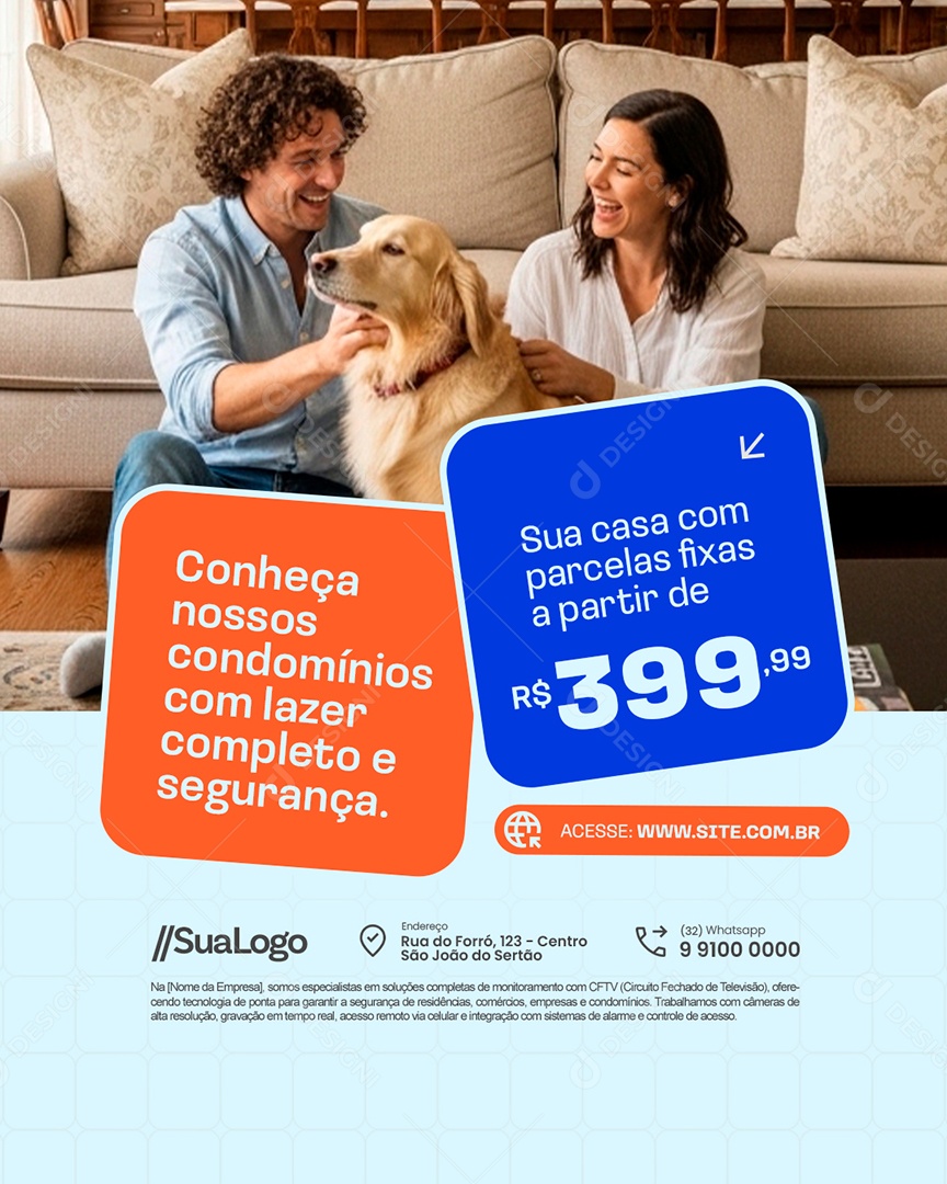 Imobiliária Sua Casa com Parcelas Fixas Social Media PSD Editável