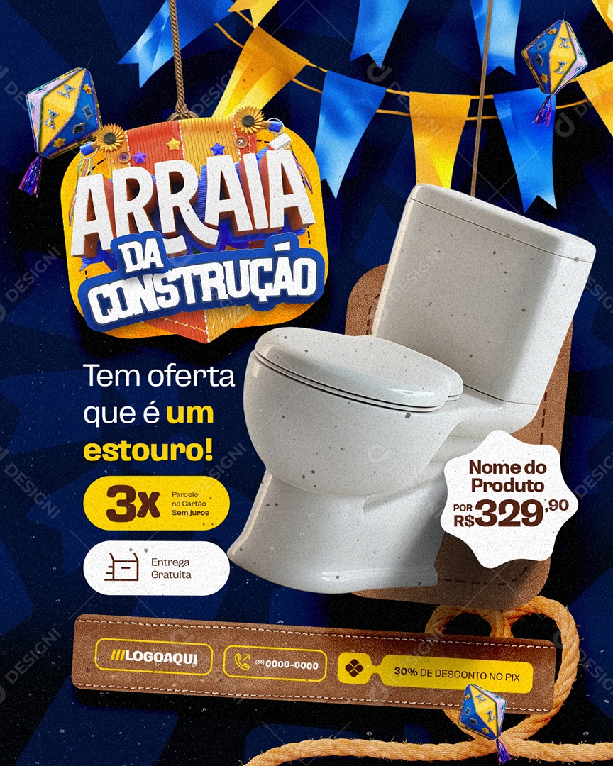 Material Arraia da Construção Tem Oferta Que é Um Estouro Social Media PSD Editável