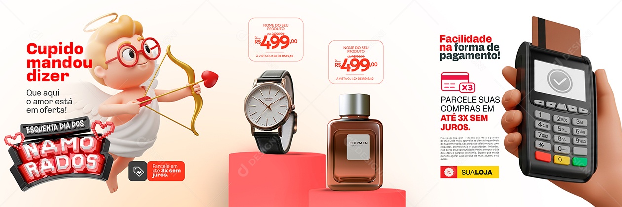 Carrossel Esquenta Dia dos Namorados Oferta Relógio Perfume Social Media PSD Editável