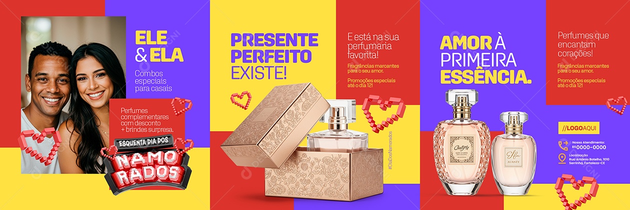 Carrossel Esquenta Dia dos Namorados Perfumaria Fragrância Marcantes Social Media PSD Editável