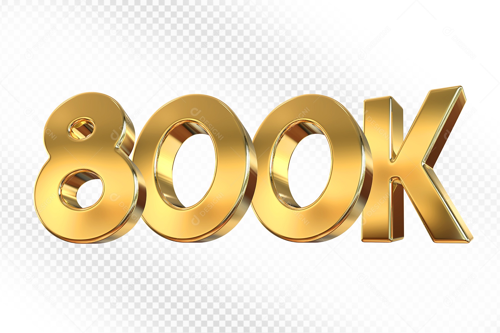 Número Dourado 800K Elemento 3D Para Composição PSD