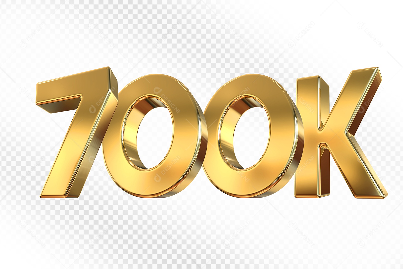 Número Dourado 700K Elemento 3D Para Composição PSD