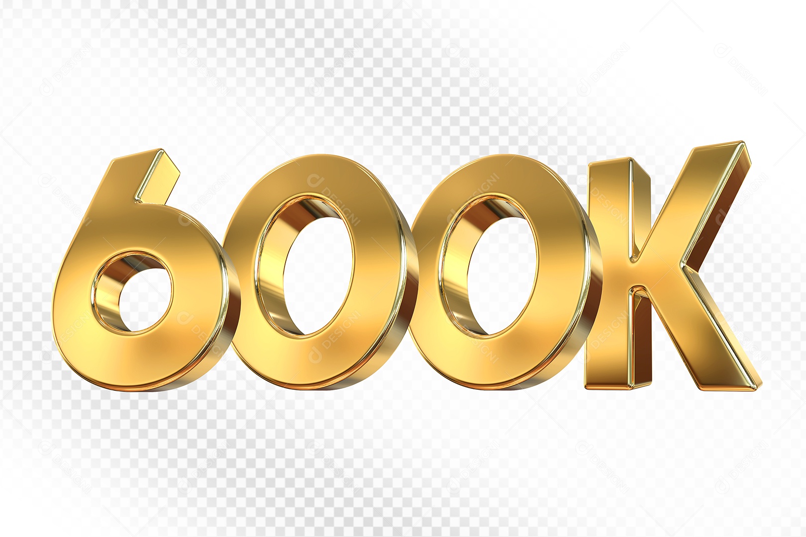 Número Dourado 600K Elemento 3D Para Composição PSD