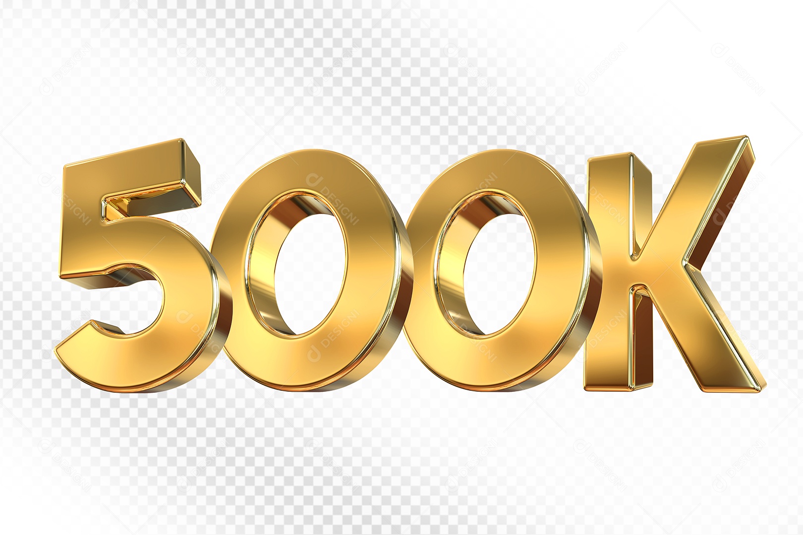 Número Dourado 500K Elemento 3D Para Composição PSD
