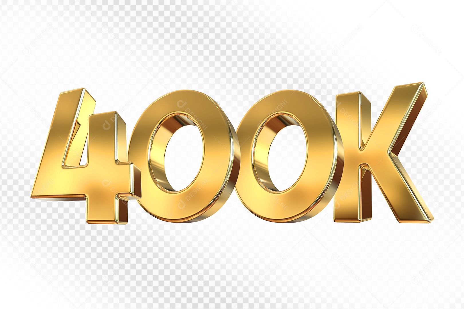 Número Dourado 400K Elemento 3D Para Composição PSD