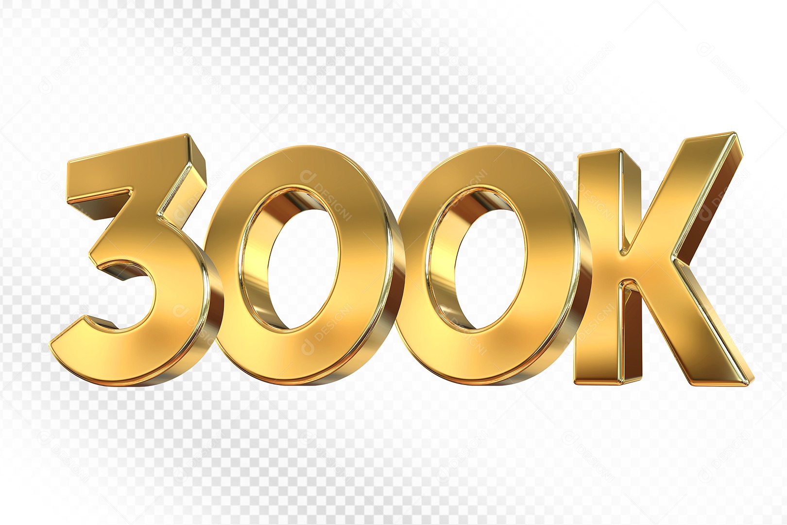 Número Dourado 300K Elemento 3D Para Composição PSD