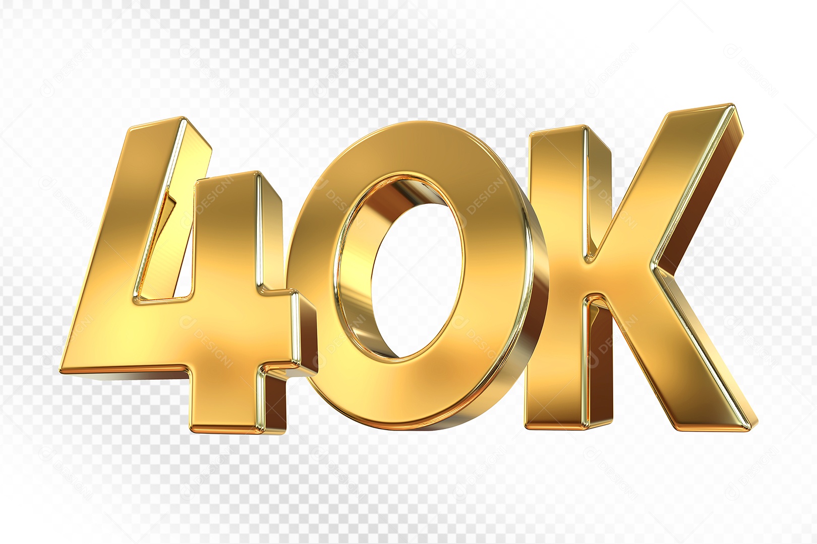 Número Dourado 40K Elemento 3D Para Composição PSD
