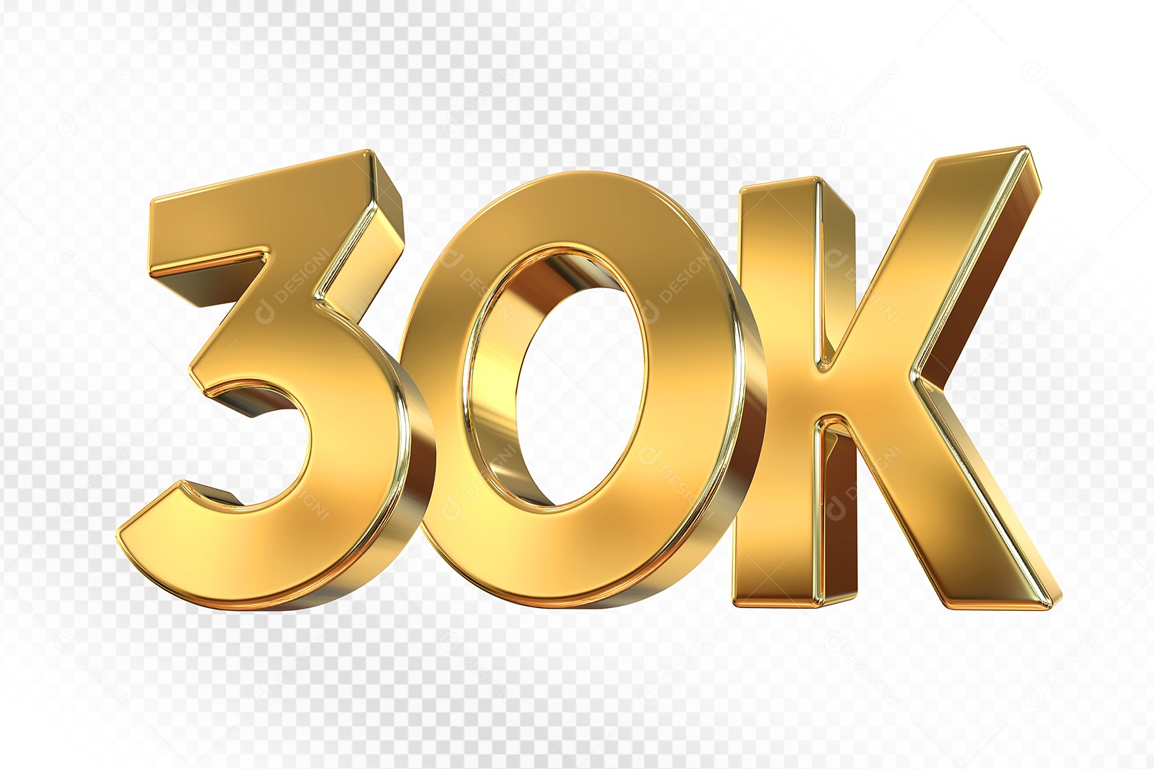 Número Dourado 30K Elemento 3D Para Composição PSD