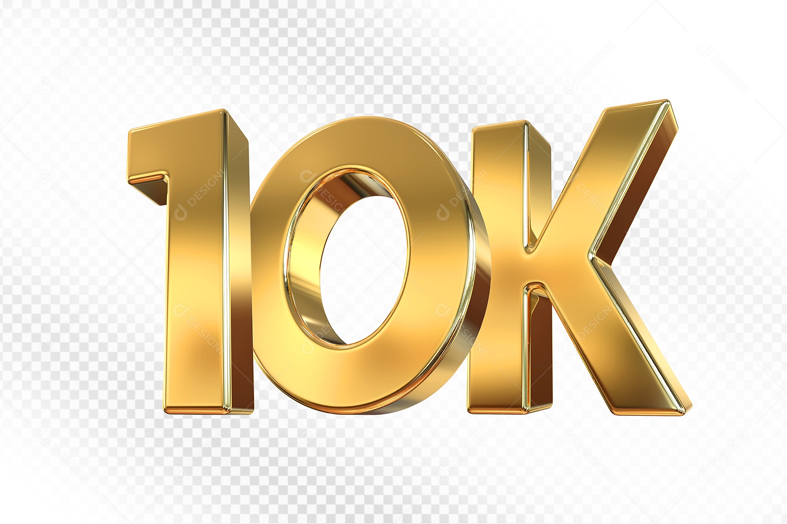 Número Dourado 10K Elemento 3D Para Composição PSD