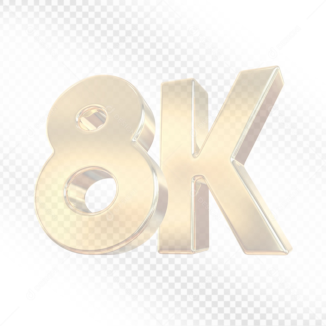 Número Dourado 8K Elemento 3D Para Composição PSD