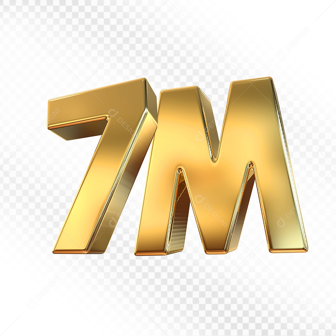 Número Dourado 7K Elemento 3D Para Composição PSD