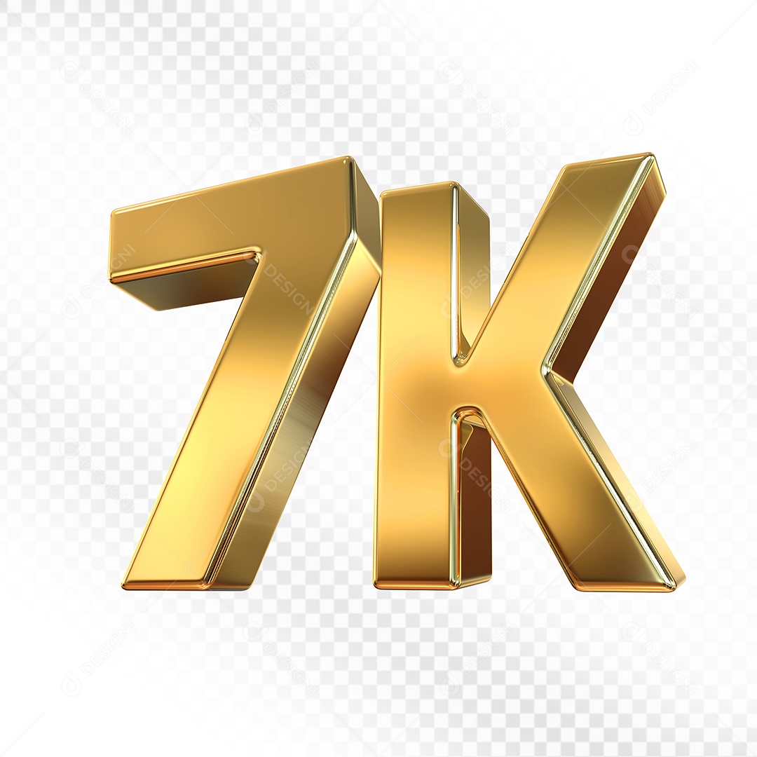 Número Dourado 7K Elemento 3D Para Composição PSD