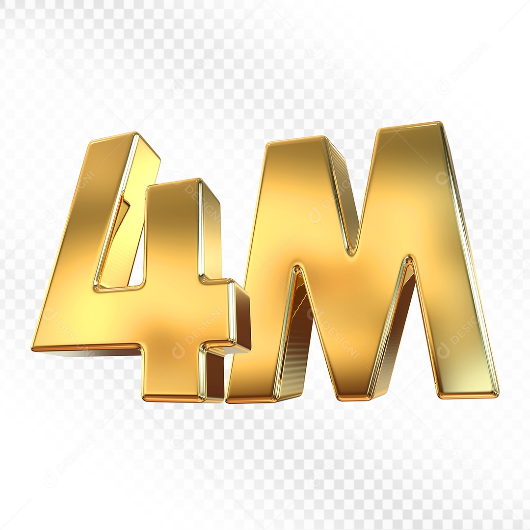 Número Dourado 4K Elemento 3D Para Composição PSD