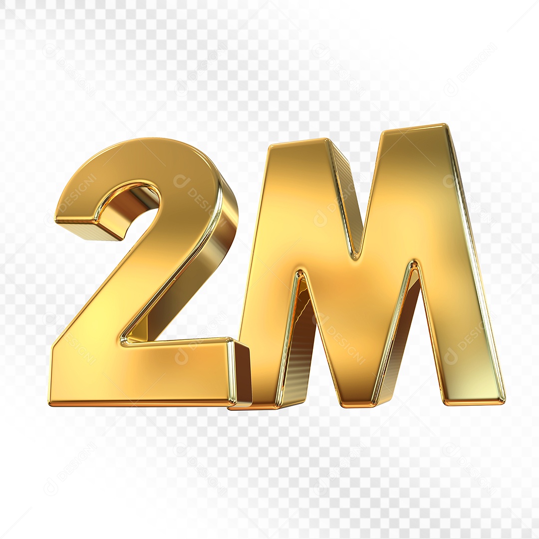 Número Dourado 2M Elemento 3D Para Composição PSD