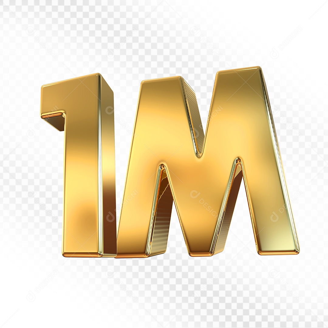 Número Dourado 1M Elemento 3D Para Composição PSD