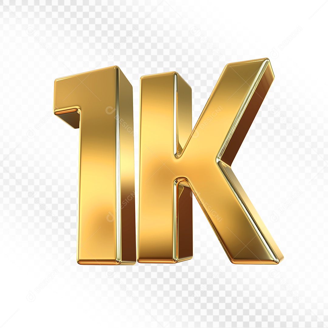 Número Dourado 1K Elemento 3D Para Composição PSD