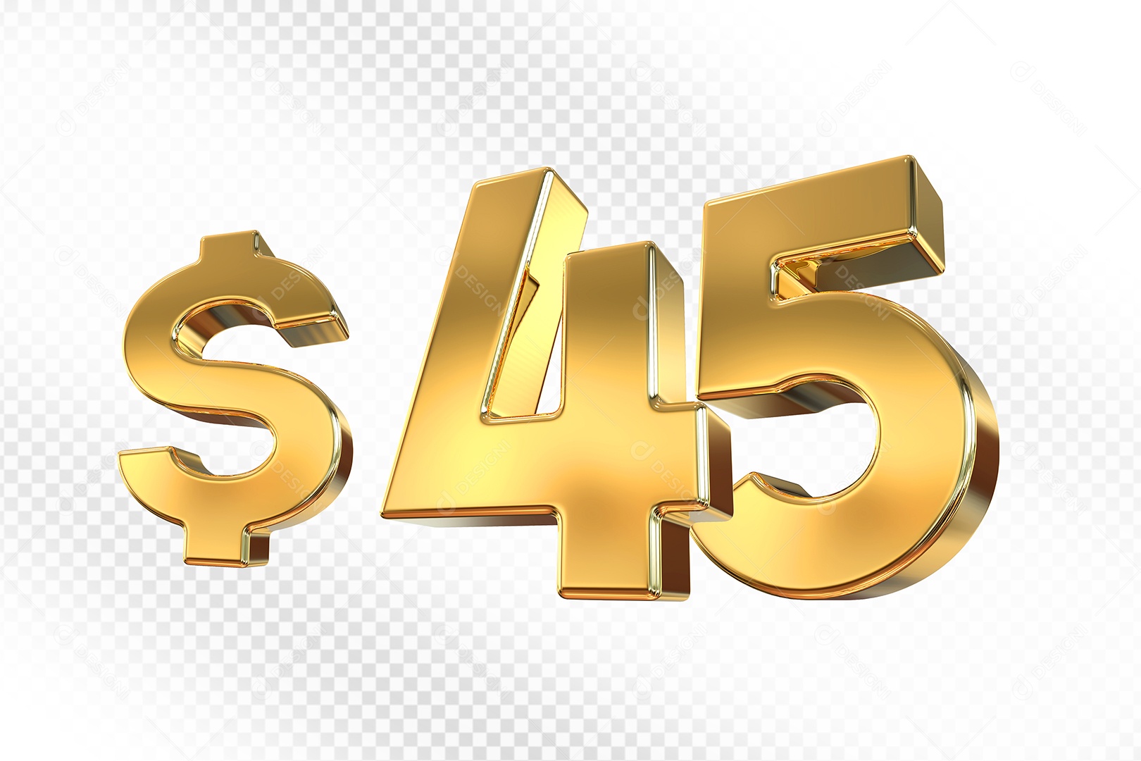 Número Dourado $45 Elemento 3D Para Composição PSD