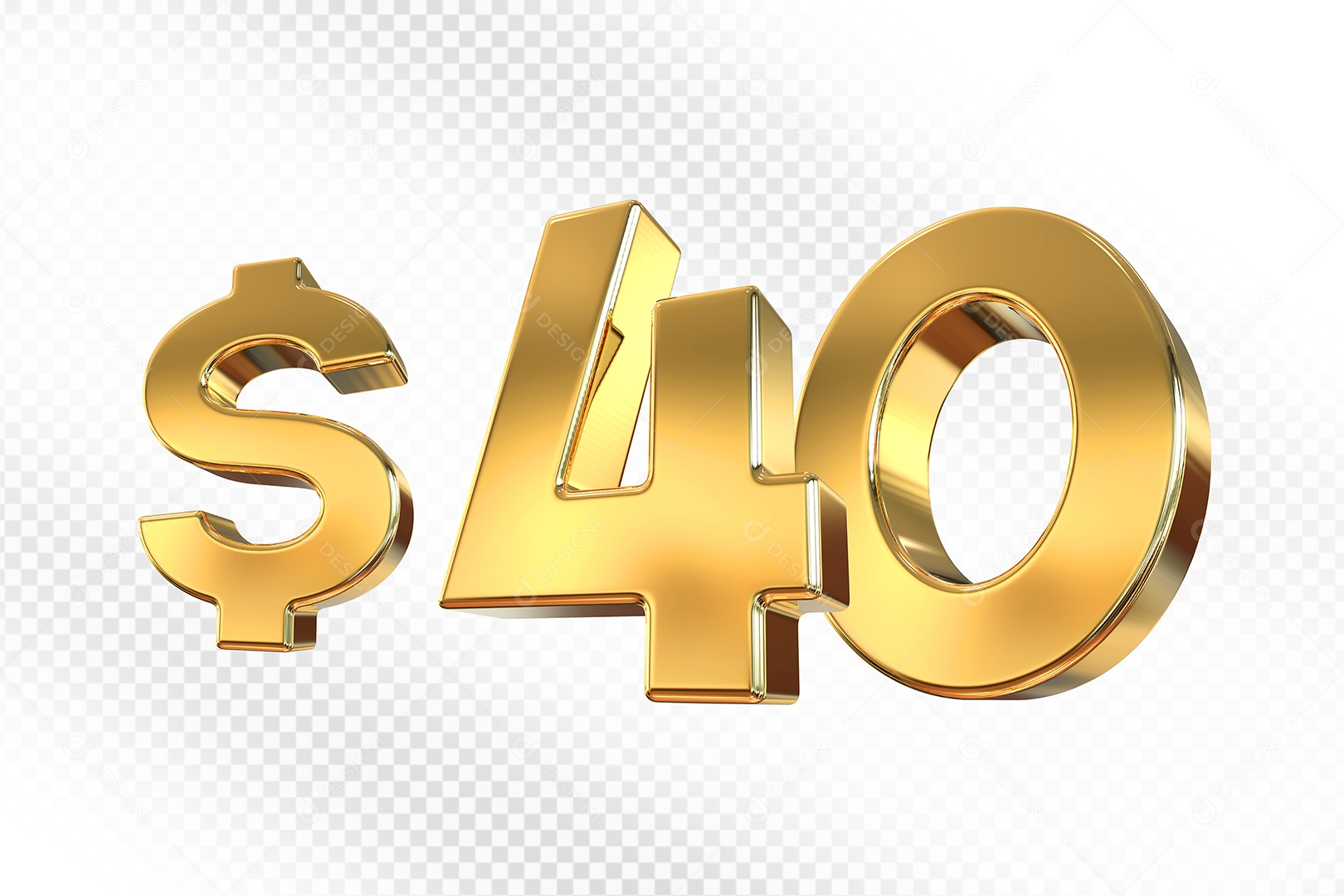 Número Dourado $40 Elemento 3D Para Composição PSD