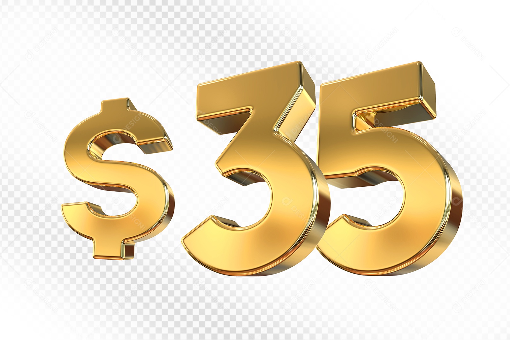 Número Dourado $35 Elemento 3D Para Composição PSD