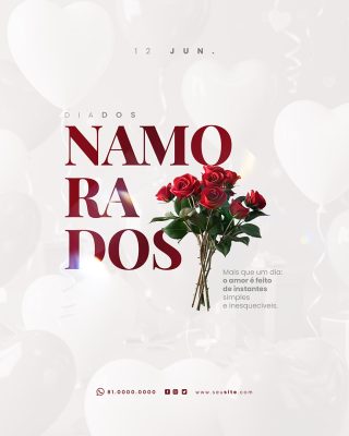 Feliz Dia dos Namorados 12 de junho Social Media PSD Editável