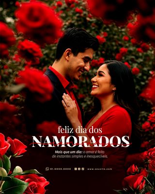 Feliz Dia dos Namorados 12 de junho Social Media PSD Editável