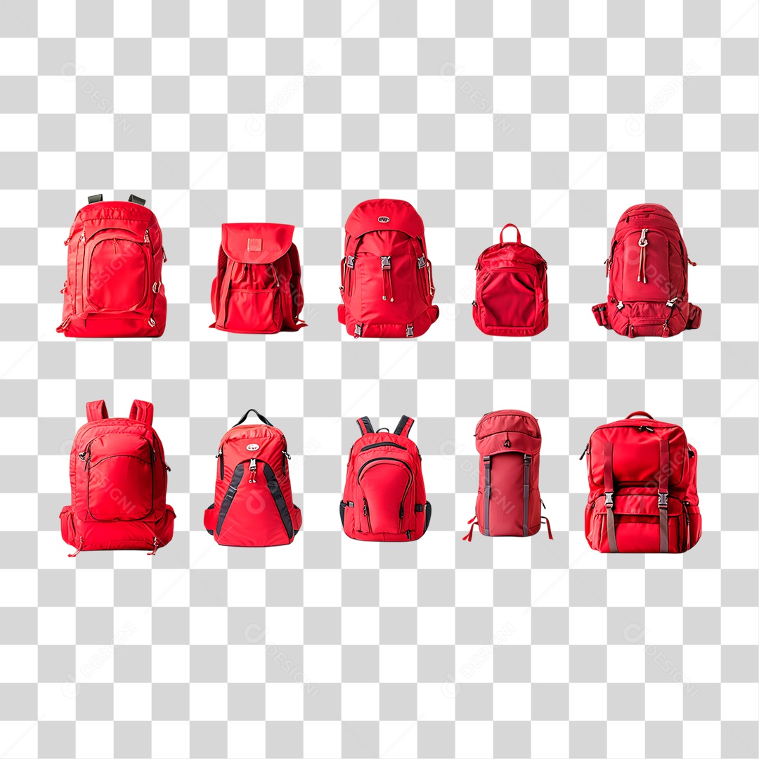 Mochilas Vermelha PNG Transparente