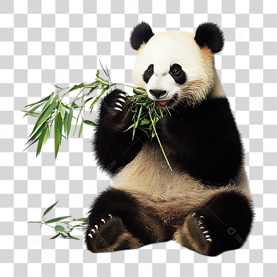 Panda Comendo PNG Transparente
