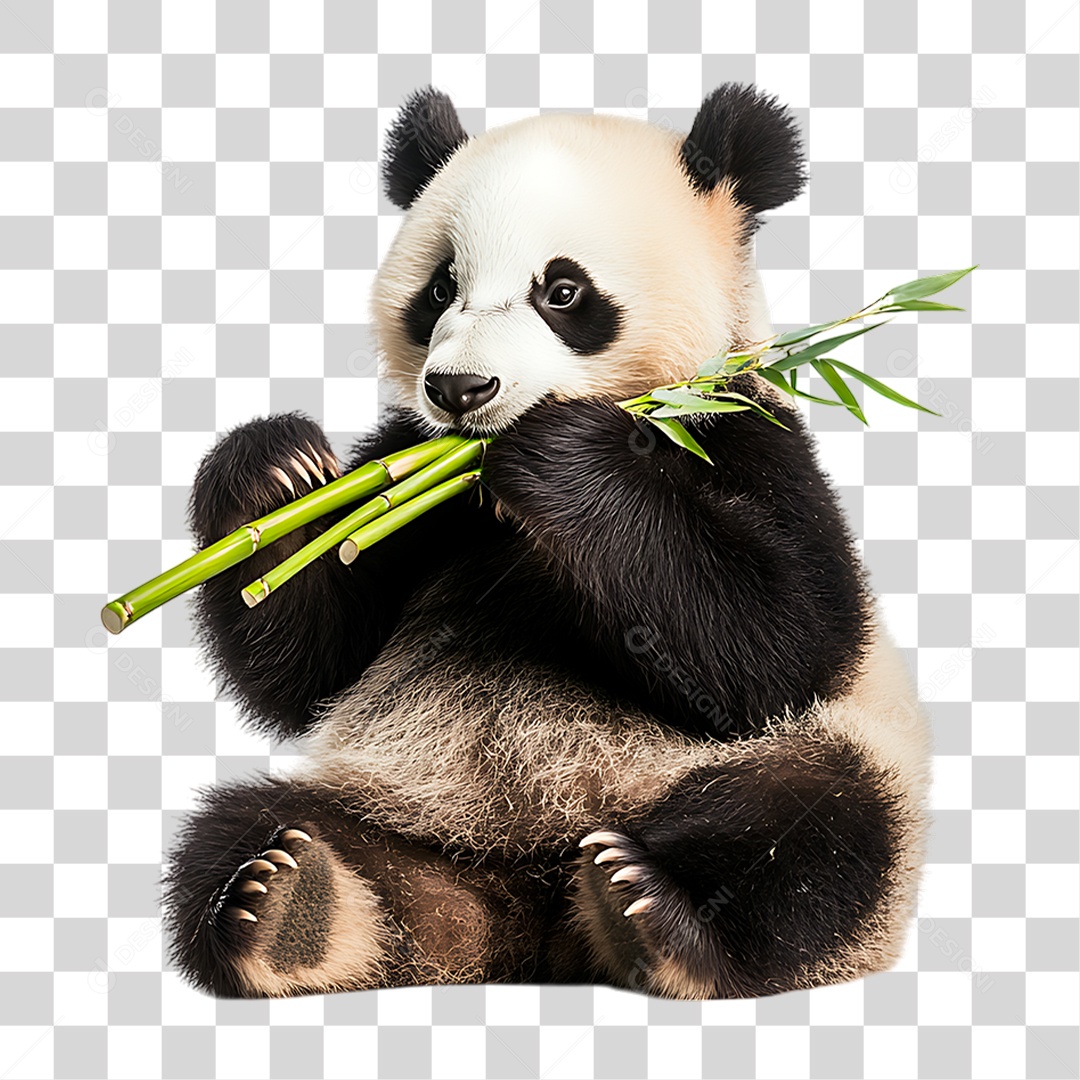 Panda Comendo PNG Transparente
