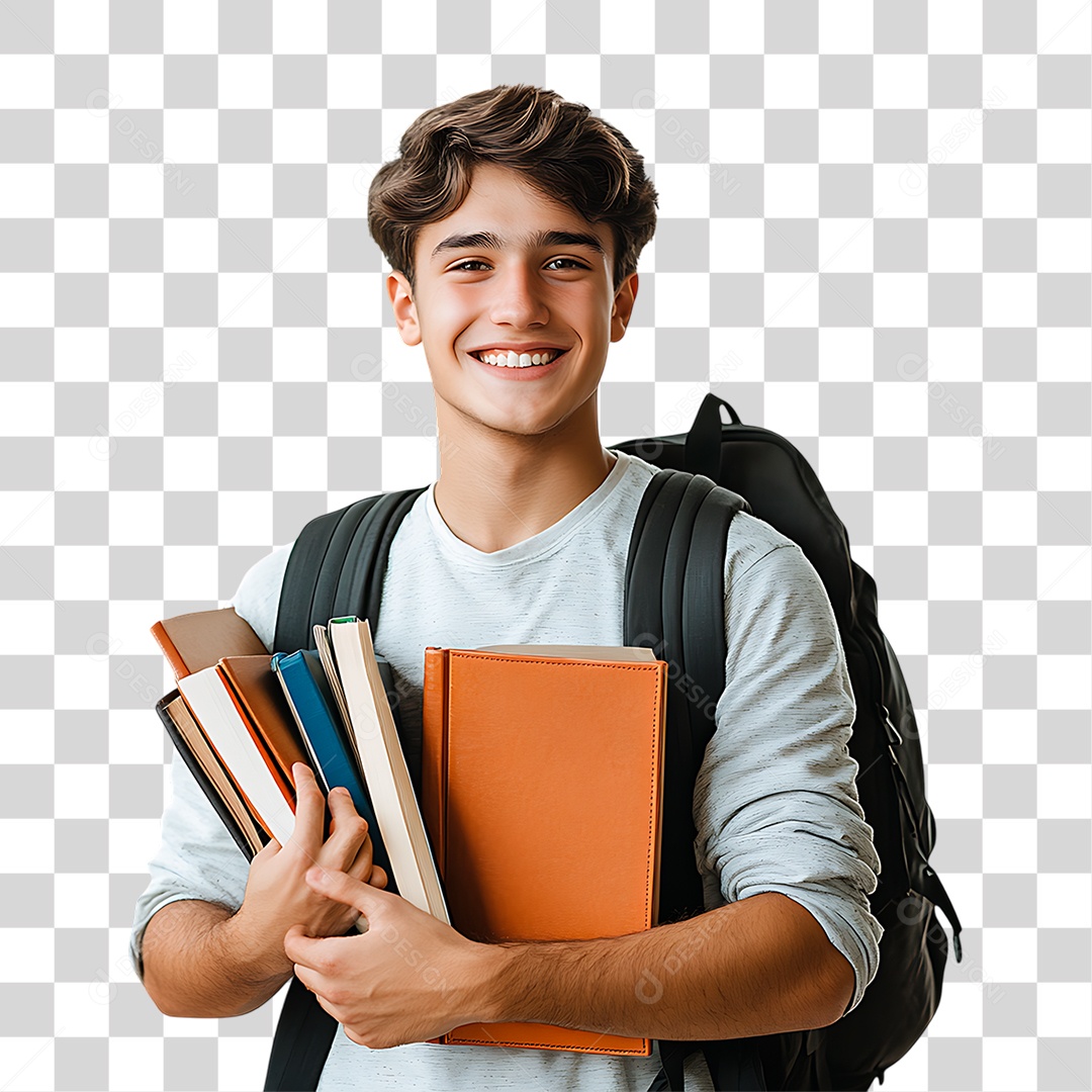Estudante Segurando Livros PNG Transparente