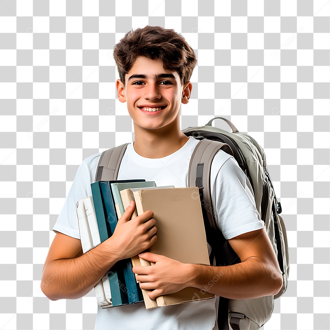 Estudante Segurando Livros PNG Transparente