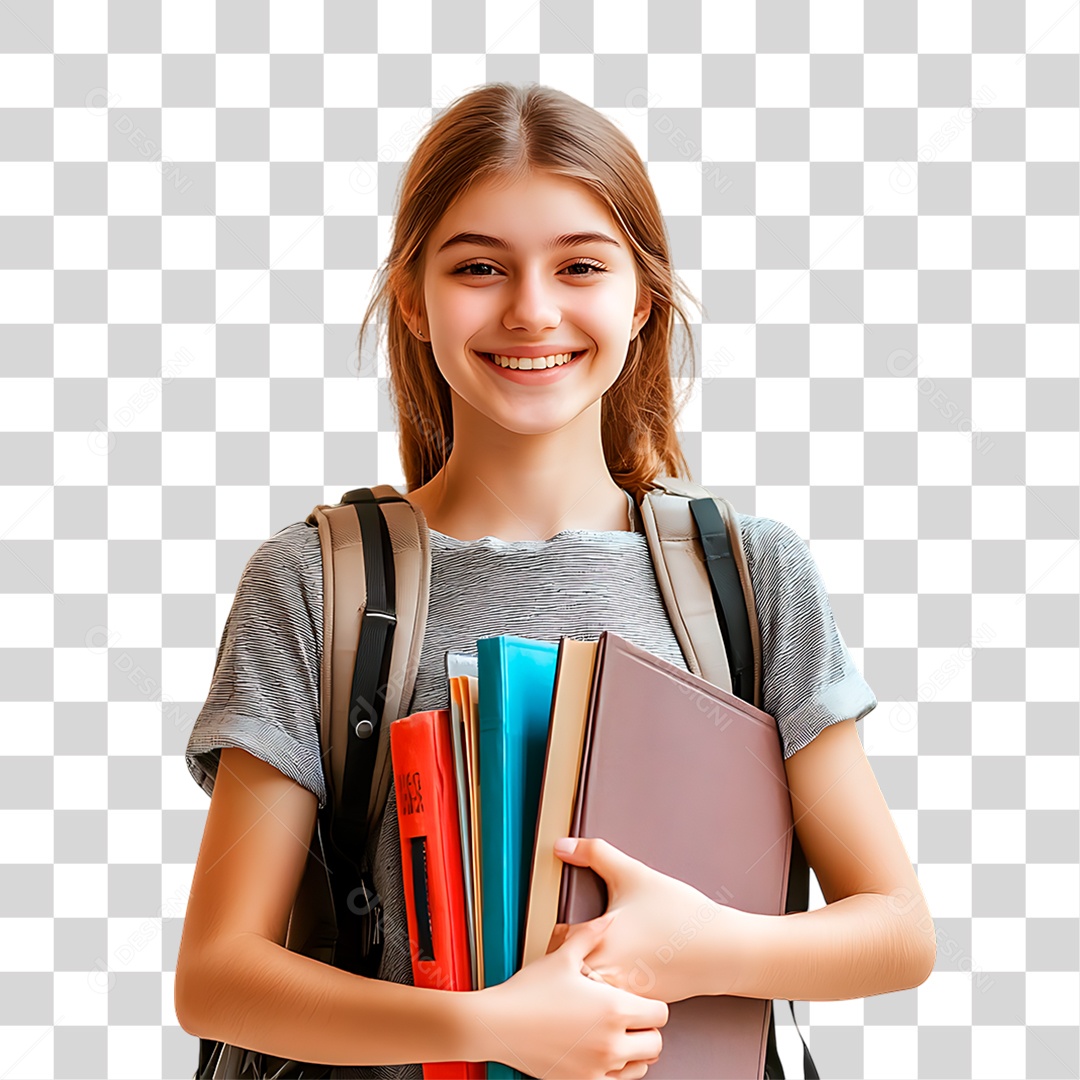 Estudante Segurando Livros PNG Transparente