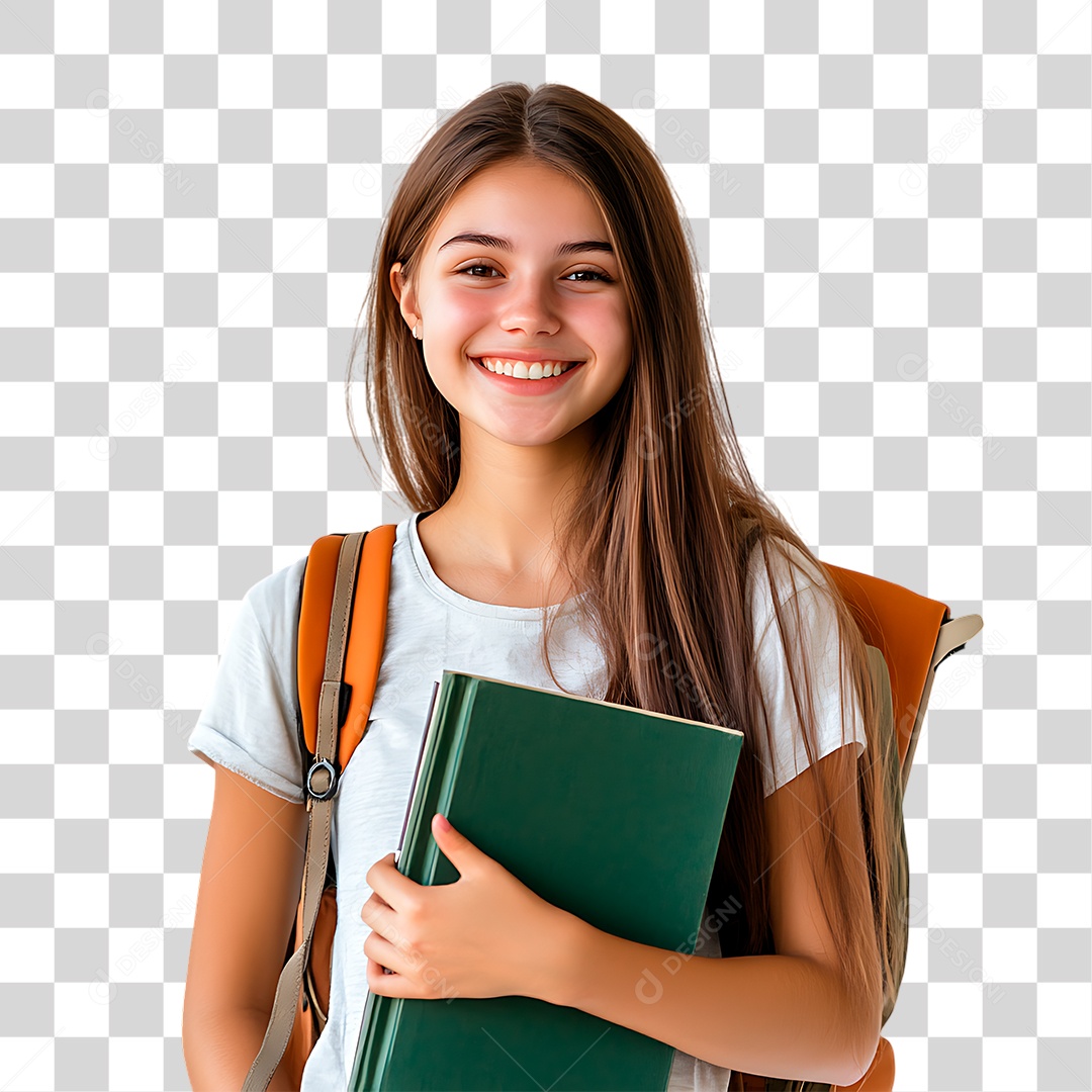 Estudante Segurando Livros PNG Transparente