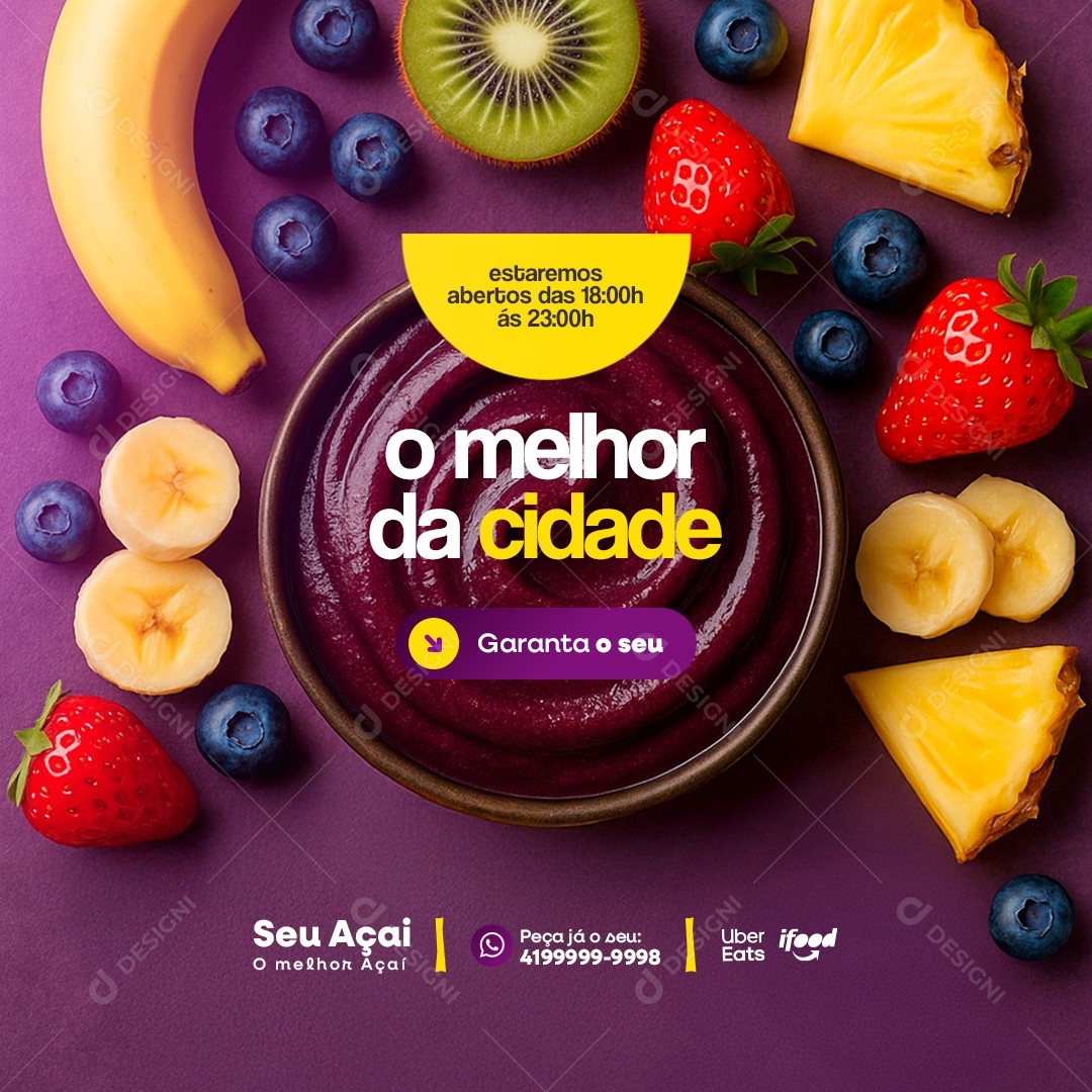 Açaiteria O Melhor da Cidade Social Media PSD Editável