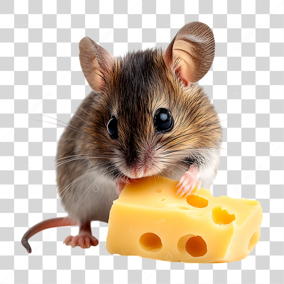 Rato Comendo Queijo PNG Transparente